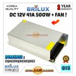 Power Supply Trafo Brilux DC 12V 41.7A | 500W + Fan (Super Quality)